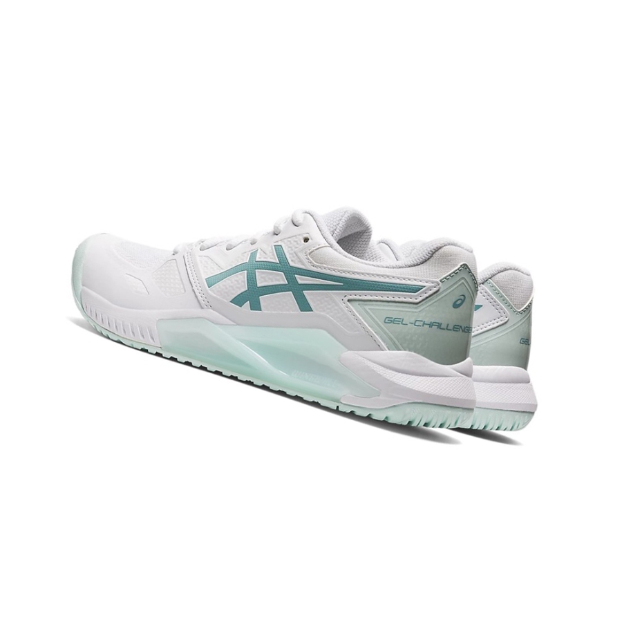 White / Smoke Blue Women's Asics GEL-CHALLENGER 13 Tennis Shoes | US30965PI