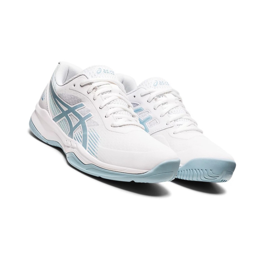 White / Smoke Blue Women's Asics GEL-GAME 8 Tennis Shoes | US24390ON