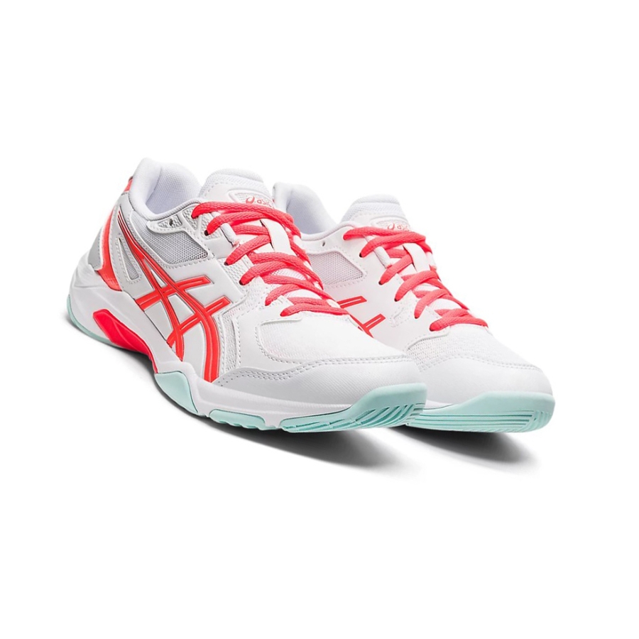 White / Sunrise Red Women's Asics GEL-ROCKET 10 Volleyball Shoes | US90617XW