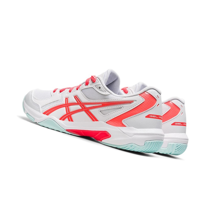 White / Sunrise Red Women's Asics GEL-ROCKET 10 Volleyball Shoes | US90617XW