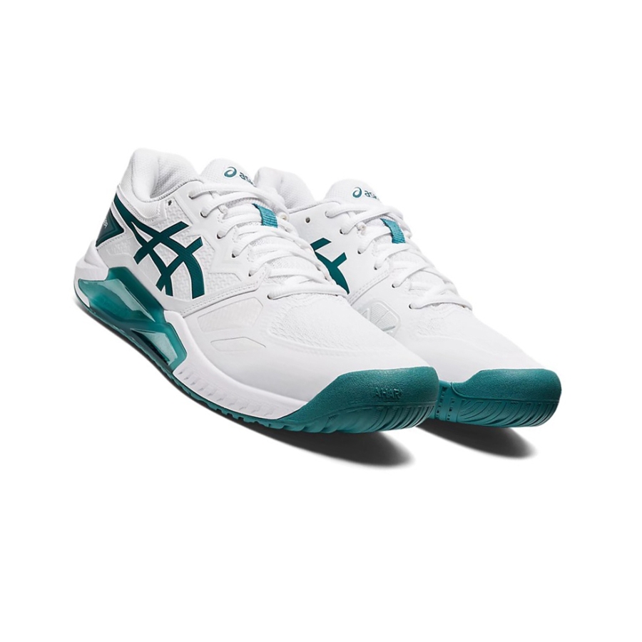 White / Velvet Pine Men's Asics GEL-CHALLENGER 13 Tennis Shoes | US75842HT