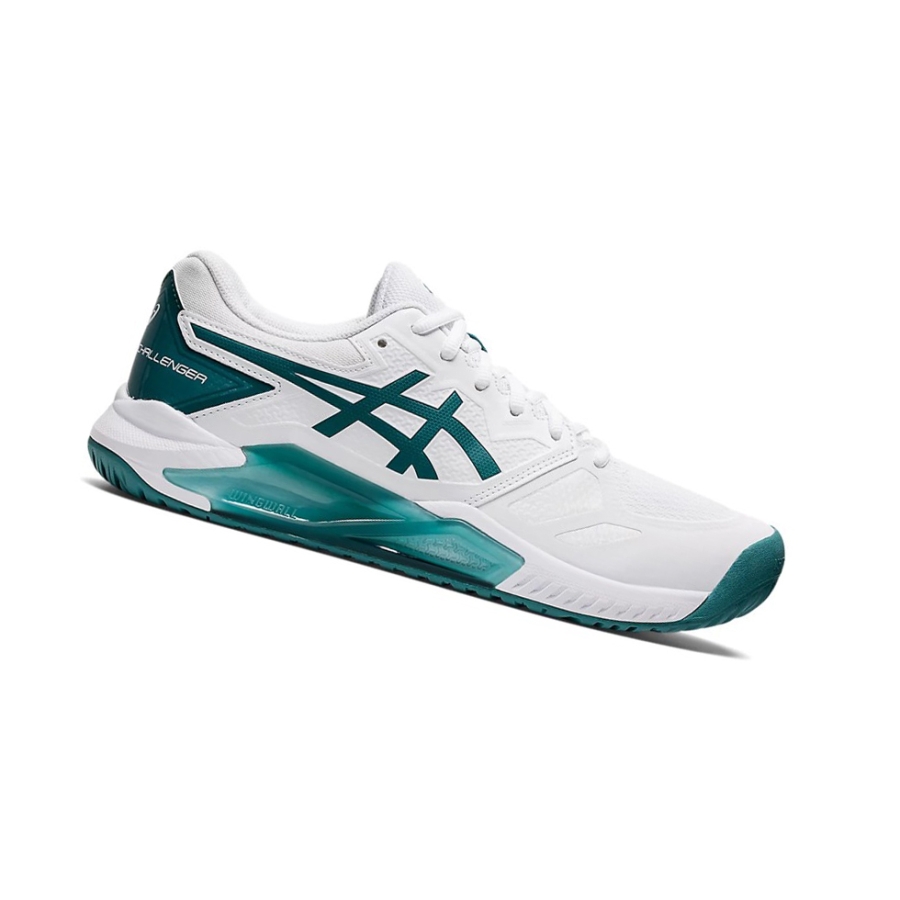 White / Velvet Pine Men\'s Asics GEL-CHALLENGER 13 Tennis Shoes | US75842HT