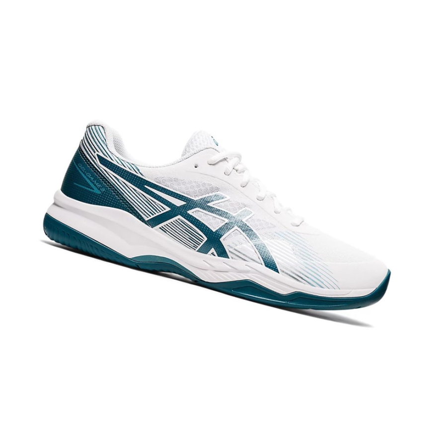 White / Velvet Pine Men\'s Asics GEL-GAME 8 Tennis Shoes | US84306WY