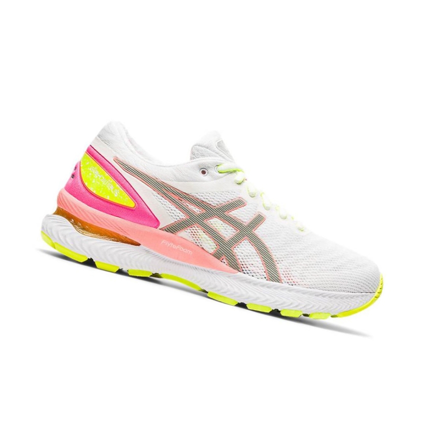 White Women\'s Asics GEL-NIMBUS 22 LITE-SHOW Running Shoes | US32140AS